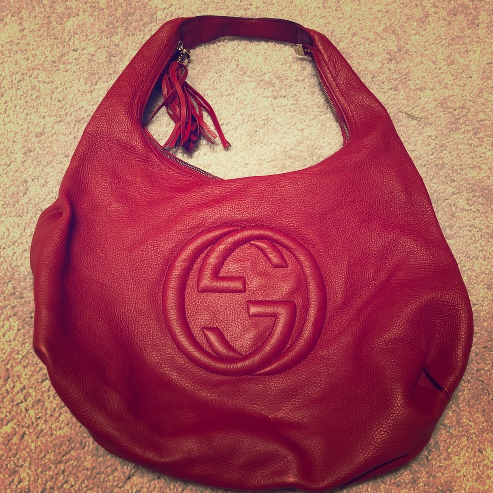 Authentic rare red Gucci Soho hobo bag